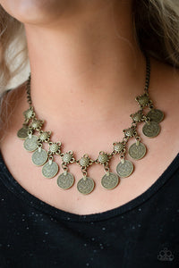 Paparazzi Walk The Plank - Brass - Coin Like Discs - Necklace & Earrings - $5 Jewelry with Ashley Swint