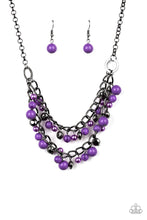 Load image into Gallery viewer, Paparazzi Watch Me Now - Purple - Bold Gunmetal Chain - Necklace and matching Earrings - $5 Jewelry with Ashley Swint