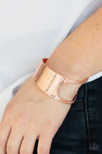 Load image into Gallery viewer, Paparazzi What GLEAMS Are Made Of - Copper - Asymmetrical Cutout - Cuff Bracelet - $5 Jewelry with Ashley Swint