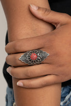 Load image into Gallery viewer, Paparazzi Wildly Wallflower - Red Samba Beads - Scalloped Silver Ring - $5 Jewelry with Ashley Swint