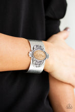 Load image into Gallery viewer, Paparazzi Yes I CANYON - Brown Stone - Silver Hammered Cuff - Bracelet - $5 Jewelry With Ashley Swint