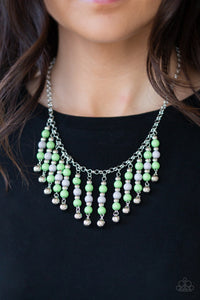 Paparazzi Your SUNDAES Best - Green - Gray and Silver Beads - Necklace & Earrings - $5 Jewelry with Ashley Swint
