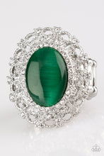 Load image into Gallery viewer, Paparazzi BAROQUE The Spell - Green Moonstone - White Rhinestones - Ring - $5 Jewelry with Ashley Swint
