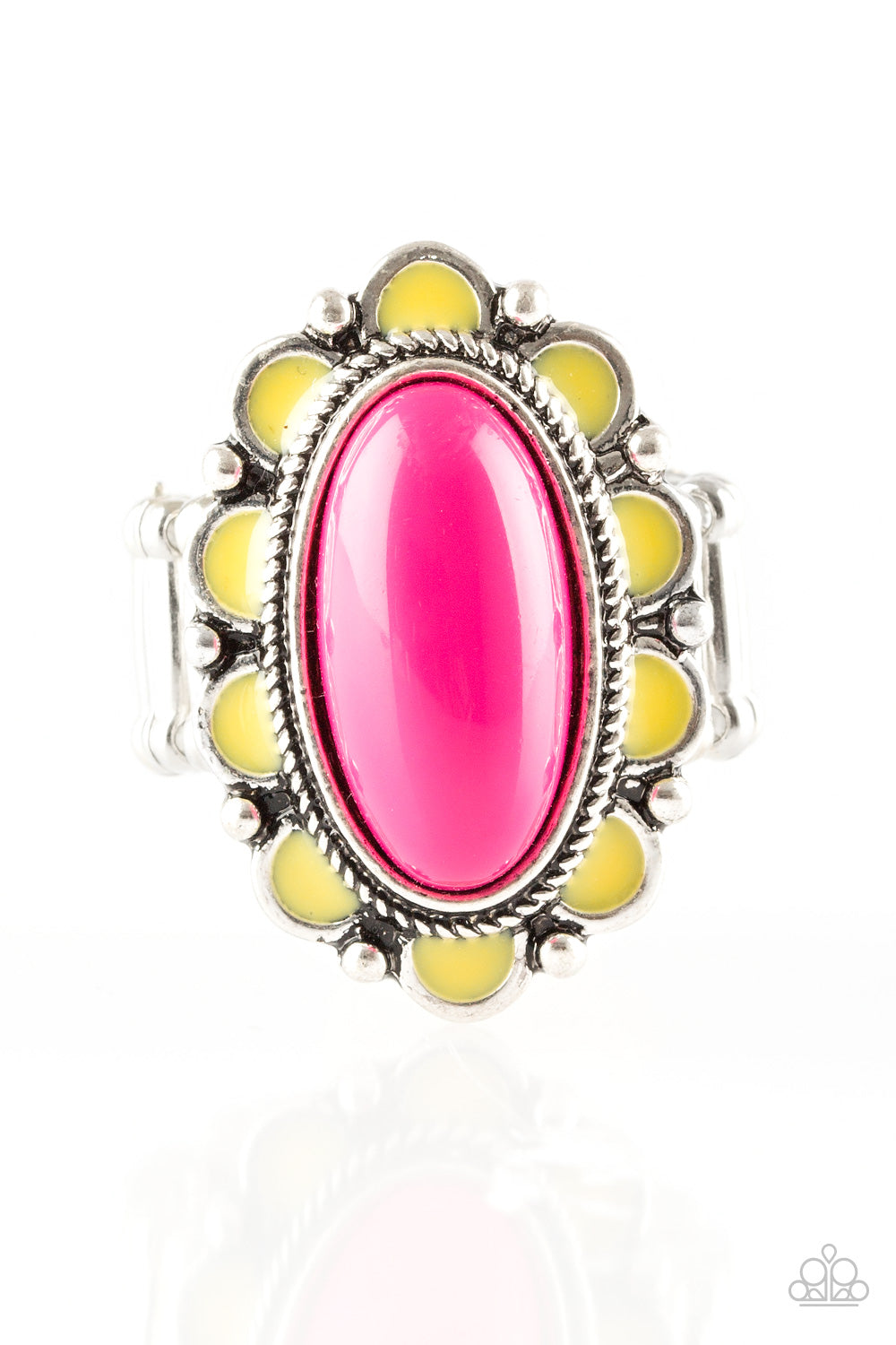 Paparazzi Beach Bloom - Pink - Yellow Ring - $5 Jewelry With Ashley Swint