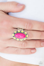 Load image into Gallery viewer, Paparazzi Beach Bloom - Pink - Yellow Ring - $5 Jewelry With Ashley Swint