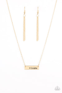 Paparazzi Best Grandma Ever - Gold - Necklace and matching Earrings - $5 Jewelry with Ashley Swint