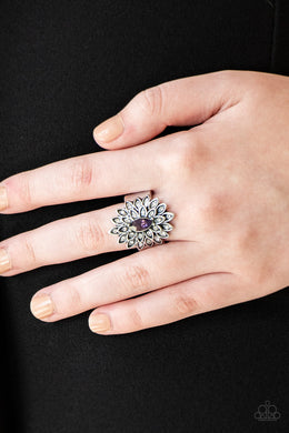 Paparazzi Blooming Fireworks - Purple Marquise Rhinestone - White Rhinestones - Ring - $5 Jewelry With Ashley Swint