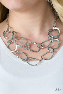 Paparazzi Circus Chic - Silver - Necklace and matching Earrings - $5 Jewelry With Ashley Swint