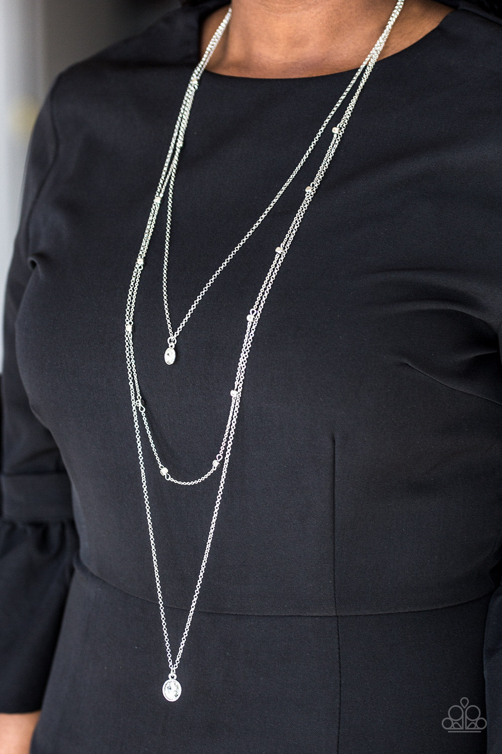 Paparazzi City Blockbuster - White - Multi Layered Necklace & Earrings - $5 Jewelry With Ashley Swint