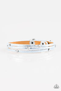 Paparazzi Drop A SHINE - Blue Leather - Rhinestones - Wrap Bracelet - $5 Jewelry with Ashley Swint