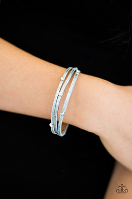 Paparazzi Drop A SHINE - Blue Leather - Rhinestones - Wrap Bracelet - $5 Jewelry with Ashley Swint