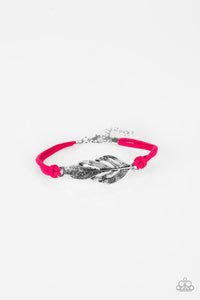 Paparazzi Faster Than FLIGHT - Pink - Silver Feather Charm - Bracelet - $5 Jewelry With Ashley Swint