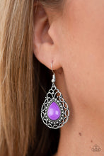 Load image into Gallery viewer, Paparazzi Flirty Finesse - Purple Bead - Shimmy Silver Earrings - $5 Jewelry With Ashley Swint