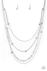 Paparazzi Glamour Grotto - Purple Beads - Silver Chains Necklace & Earrings - $5 Jewelry With Ashley Swint