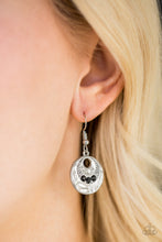 Load image into Gallery viewer, Paparazzi Hard CACHE - Black - Rhinestones - Hammered Silver Earrings - $5 Jewelry With Ashley Swint