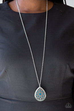 Paparazzi I Am Queen - Blue - Teardrop Pendant - Necklace & Earrings - $5 Jewelry With Ashley Swint