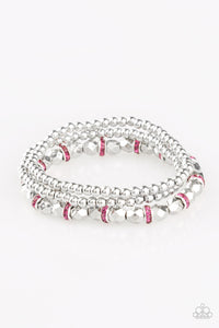 Paparazzi Let There BEAM Light - Pink Rhinestones - Set of 3 Bracelets - $5 Jewelry with Ashley Swint