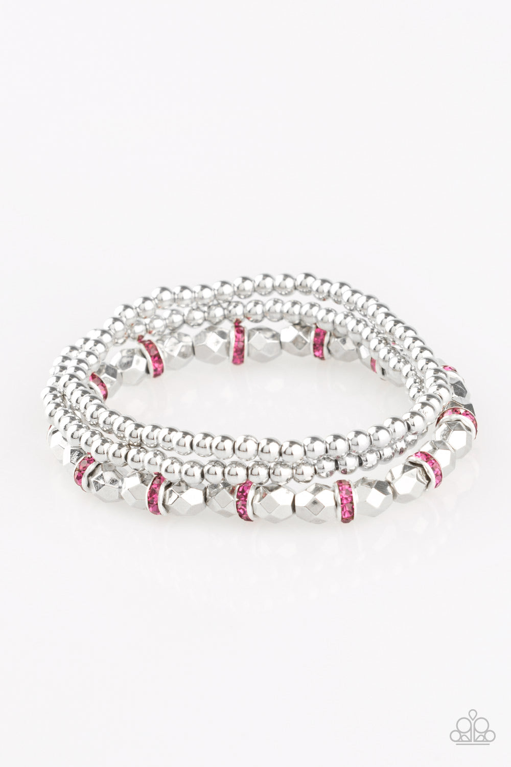 Paparazzi Let There BEAM Light - Pink Rhinestones - Set of 3 Bracelets - $5 Jewelry with Ashley Swint