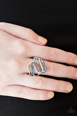 Paparazzi Make Waves - Blue Rhinestones - White Rhinestones Silver Ring - $5 Jewelry with Ashley Swint