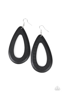 Paparazzi Malibu Mimosas - Black Wooden Teardrop Earrings - $5 Jewelry With Ashley Swint