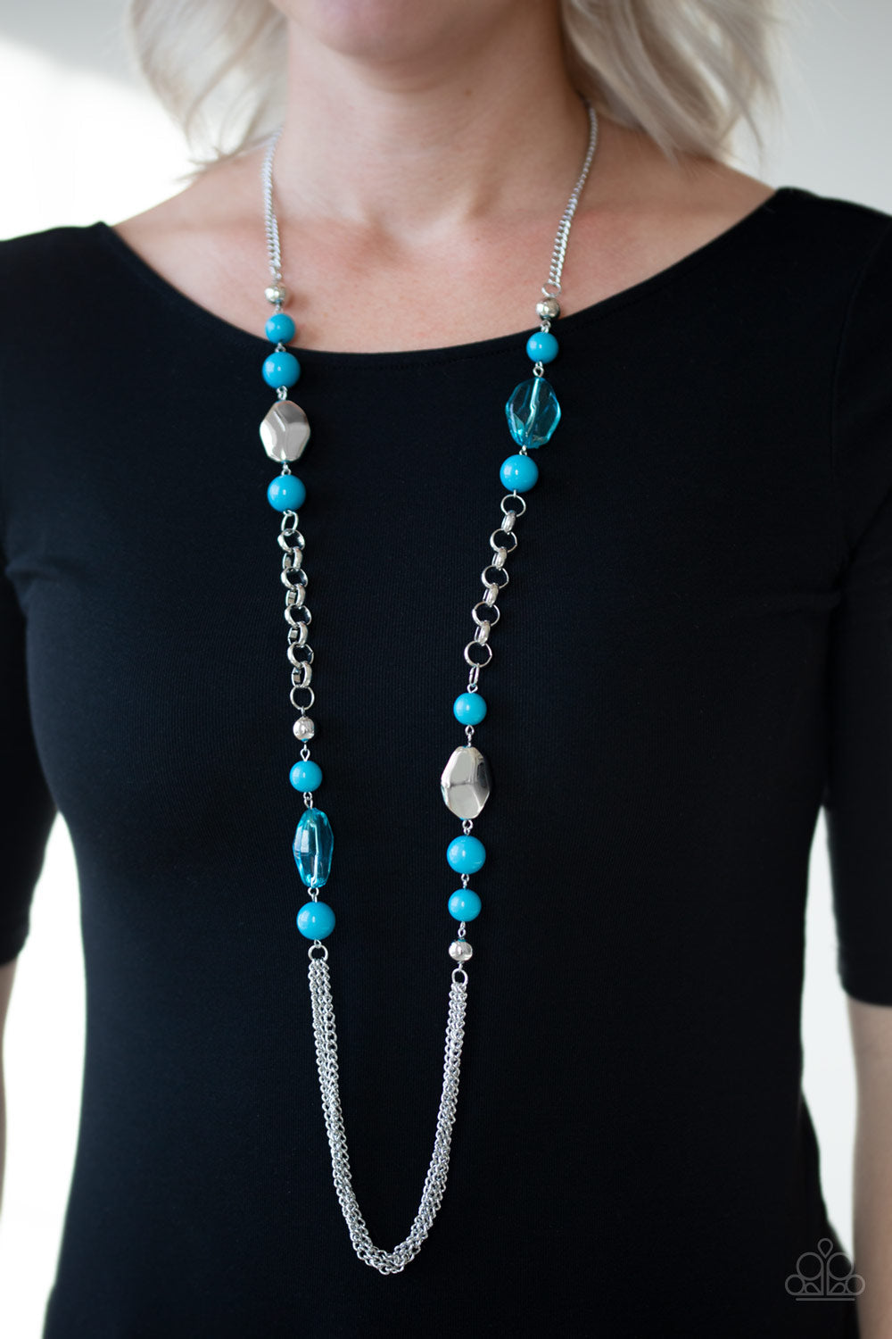 Paparazzi Marina Majesty - Blue - Necklace and matching Earrings - $5 Jewelry with Ashley Swint