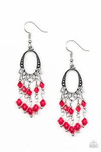 Paparazzi Not The Only Fish In The Sea - Red Beads  - Silver Earrings - $5 Jewelry With Ashley Swint