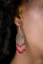 Load image into Gallery viewer, Paparazzi Not The Only Fish In The Sea - Red Beads  - Silver Earrings - $5 Jewelry With Ashley Swint