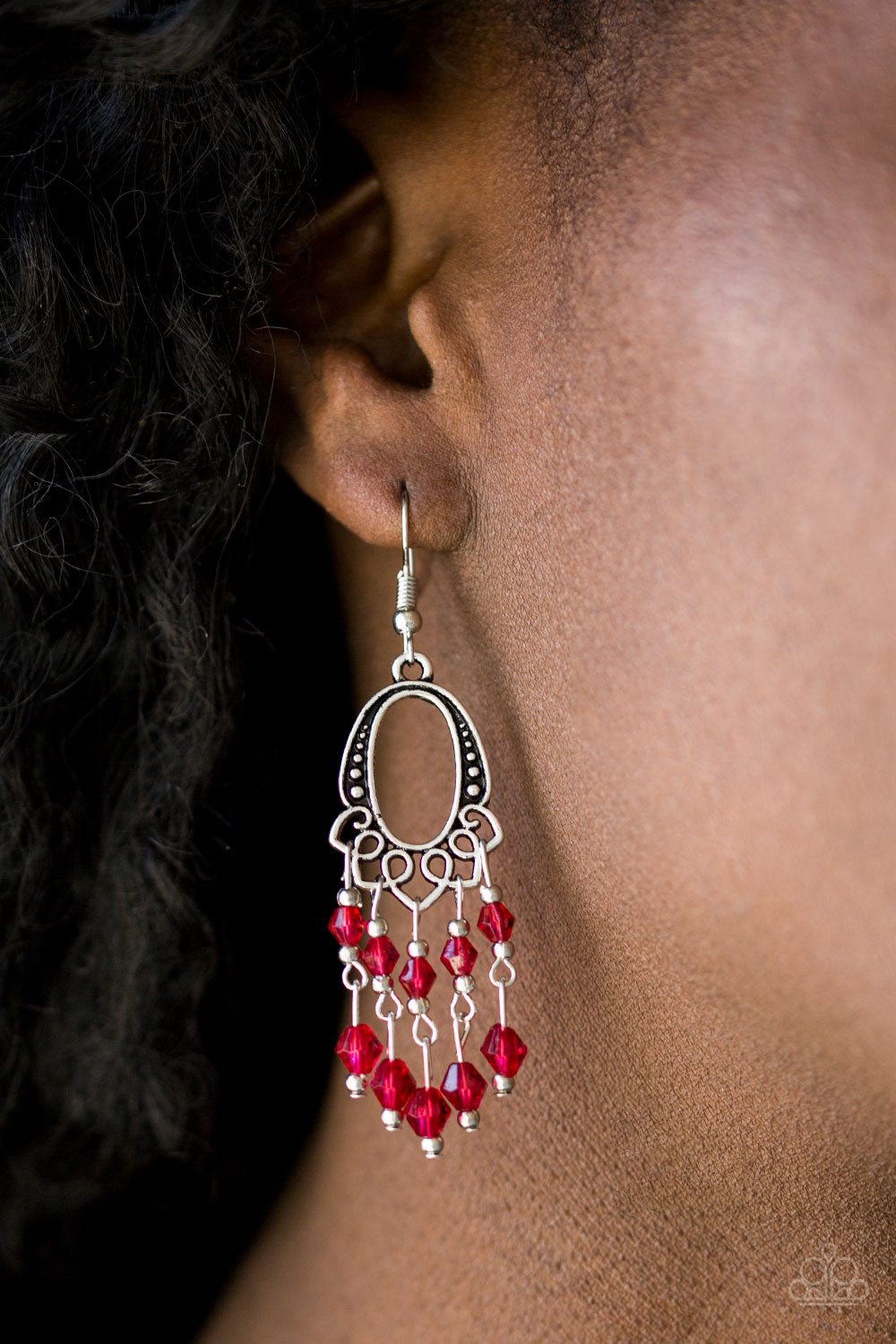 Paparazzi Not The Only Fish In The Sea - Red Beads  - Silver Earrings - $5 Jewelry With Ashley Swint