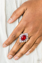 Load image into Gallery viewer, Paparazzi Power Behind The Throne - Red Gem - Marquise Shaped Silver Ring - $5 Jewelry With Ashley Swint