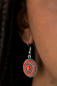 Paparazzi Rainbow Riviera - Red - Beads - Silver Frame - Earrings - $5 Jewelry With Ashley Swint