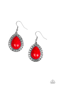 Paparazzi Sahara Serenity - Red Stone - Silver Earrings - $5 Jewelry With Ashley Swint