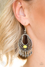 Load image into Gallery viewer, Paparazzi Shoreside Social - Yellow Bead - Silver Filigree Earrings - Fashion Fix / Trend Blend Exclusive - $5 Jewelry With Ashley Swint