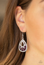 Load image into Gallery viewer, Paparazzi Sparkling Stardom - Purple - and White Rhinestones - Silver Teardrop Earrings - $5 Jewelry With Ashley Swint