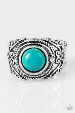 Paparazzi Stand Your Ground - Blue Turquoise Stone - Silver Ring - $5 Jewelry With Ashley Swint