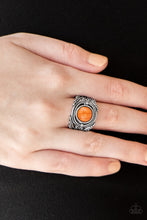 Load image into Gallery viewer, Paparazzi Stand Your Ground - Orange Stone - Silver Ornate Ring - $5 Jewelry with Ashley Swint