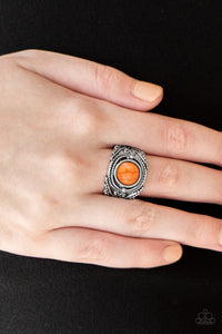 Paparazzi Stand Your Ground - Orange Stone - Silver Ornate Ring - $5 Jewelry with Ashley Swint