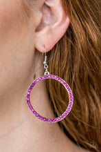 Load image into Gallery viewer, Paparazzi Stoppin Traffic - Pink Rhinestone - Silver Hoop Earrings - $5 Jewelry With Ashley Swint