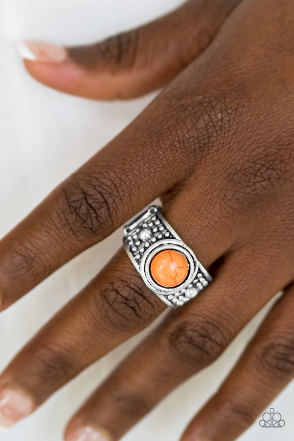 Paparazzi Summer Oasis - Orange Stone - Antiqued Silver Artisan Ring - $5 Jewelry With Ashley Swint
