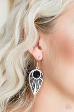 Load image into Gallery viewer, Paparazzi Take A WALKABOUT - Black Bead - Silver Ornate Teardrop Earrings - $5 Jewelry With Ashley Swint