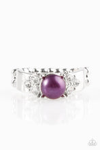 Load image into Gallery viewer, Paparazzi The Front Runner - Purple Pearl - Silver Band - White Rhinestone - Ring - $5 Jewelry With Ashley Swint