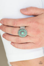 Load image into Gallery viewer, Paparazzi Tide Pools - Green Beads - Silver Studded Ring - $5 Jewelry With Ashley Swint