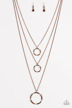 Load image into Gallery viewer, Paparazzi Timelessly Twisted - Copper - Glittery Rhinestones - 3 Layer Necklace and matching Earrings - $5 Jewelry With Ashley Swint