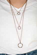 Load image into Gallery viewer, Paparazzi Timelessly Twisted - Copper - Glittery Rhinestones - 3 Layer Necklace and matching Earrings - $5 Jewelry With Ashley Swint