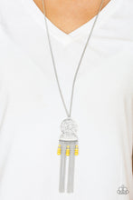 Load image into Gallery viewer, Paparazzi Western Wayward - Yellow Beads - Silver Fringe - Necklace and matching Earrings - $5 Jewelry With Ashley Swint