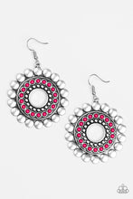 Load image into Gallery viewer, Paparazzi Wildly Serene - Pink - Beaded Center - Silver Discs - Earrings - $5 Jewelry With Ashley Swint