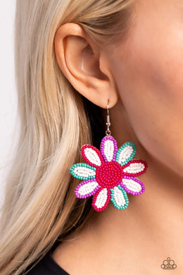 Paparazzi Decorated Daisies - White - Earrings NEW