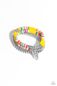Paparazzi Peaceful Potential - Yellow - Stretch set of Bracelets