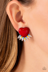Paparazzi Spring Story - Red - Heart Earring Clip On