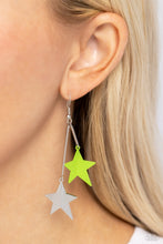 Load image into Gallery viewer, Paparazzi Stellar STAGGER - Green Star Earrings