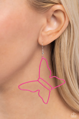 Paparazzi Soaring Silhouettes - Pink Butterfly Earring